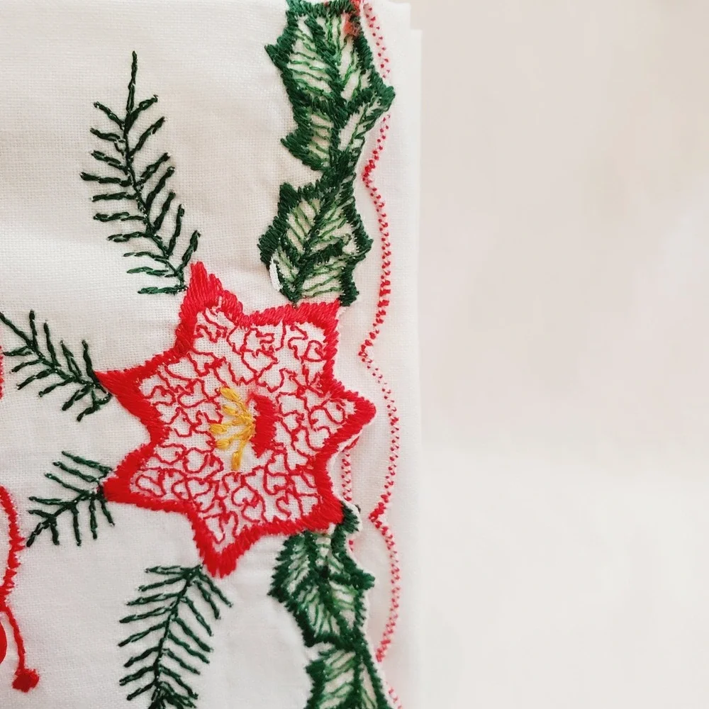 Set Of 4 Holiday Bells Embroidered Napkins 14